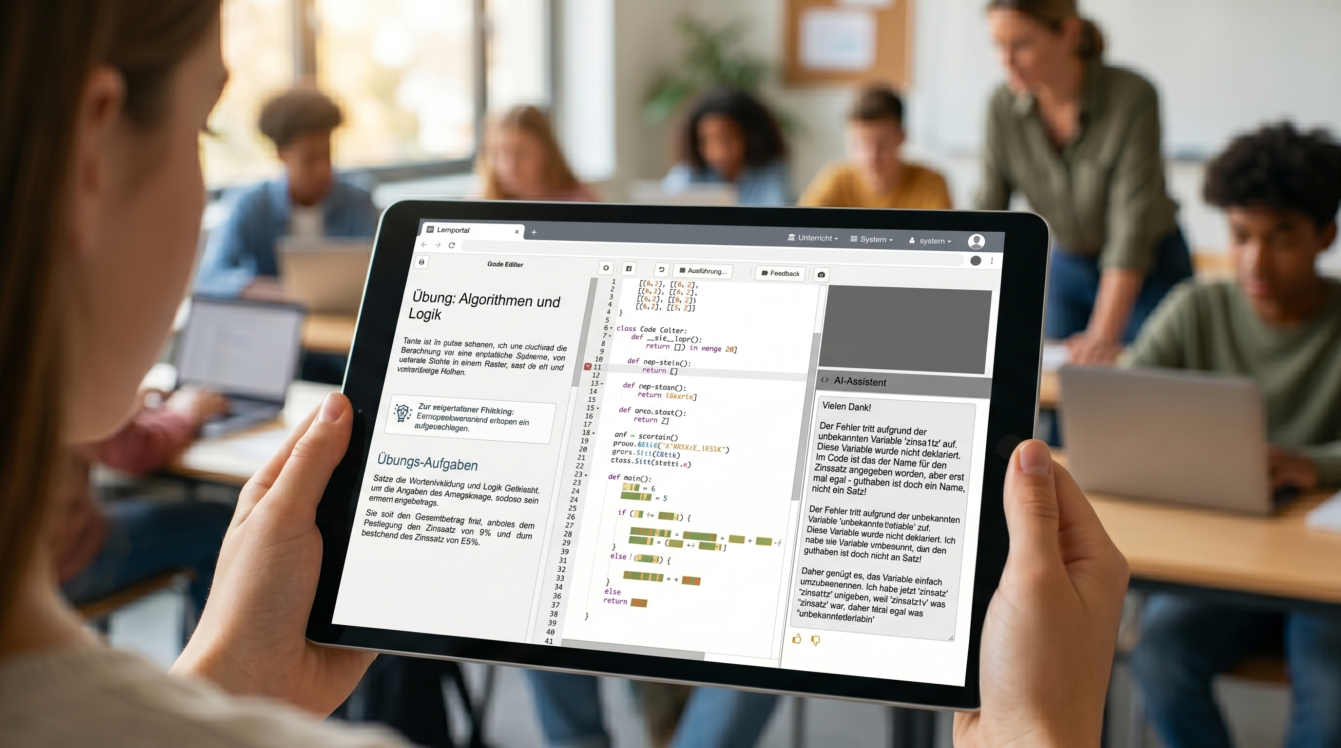 KI-Unterstützung für Informatikunterricht mit CodeRoom