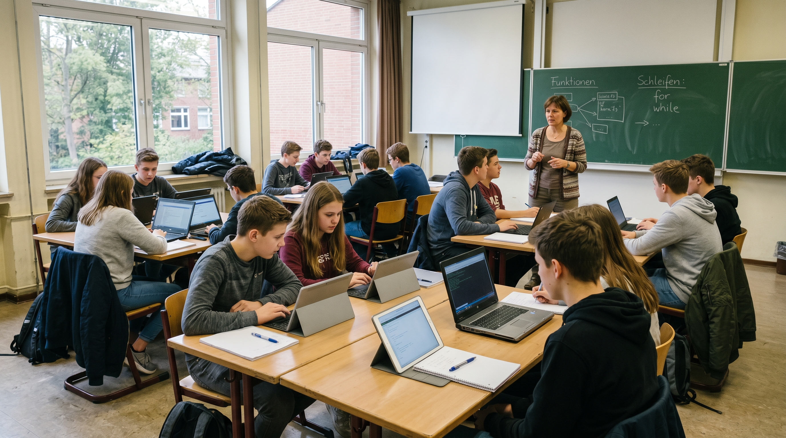 Schulklasse ohne klassischen Computerraum nutzt CodeRoom